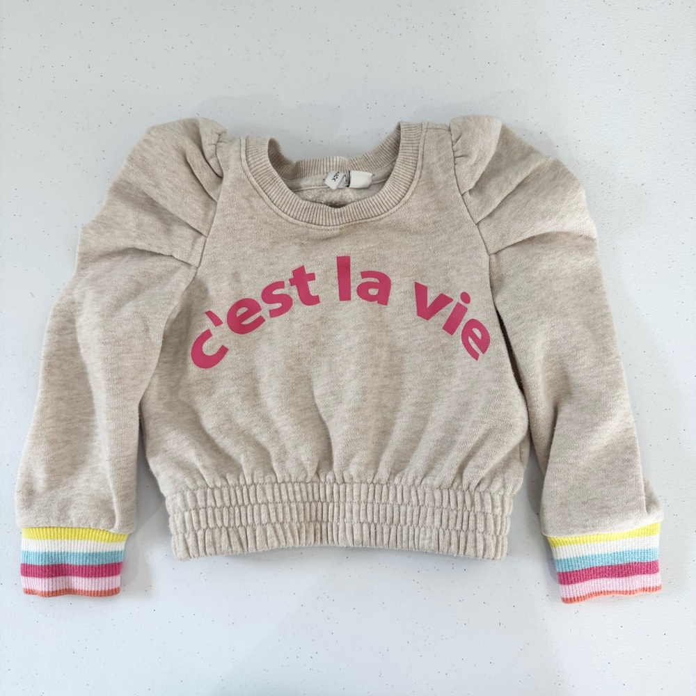 JANIE AND JACK C'est La Vie Beige Kids Sweatshirt 2T
